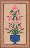 Mughal Floral Miniature Painting Moghul Indian Handmade Nature Lotus Flower Art