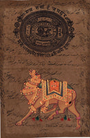Indian Camel Painting Handmade Nature Animal Miniature Ethnic Stamp Paper Art