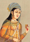 Indian Miniature Painting Handmade Mughal Empress Nur Jahan Portrait Moghul Art