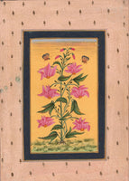 Indian Moghul Flower Miniature Painting Mughal Floral Handmade Watercolor Art