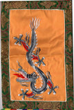 Embroidered Dragon Art Indian Textile Animal Wall Hanging Ethnic Decor Artwork