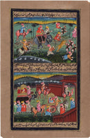 Rajasthan Miniature Painting Handpainted Indian Folk Ethnic Hunt Procession Art
