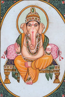 Ganesh Lakshmi Art Handmade Indian Miniature Painting Hindu Manuscript Artwork
