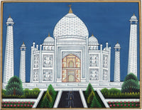 Taj Mahal Indian Art Handmade Wonder of World Mogul Monument Miniature Painting