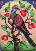 Tropical Pigeon Miniature Art Handmade Indian Nature Bird Watercolor Painting