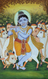 Bala Krishna Painting Handpainted Watercolor Wall Decor Gopal Krishn Hindu Art