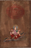 Indian Miniature Art River Ganga Hindu Goddess Handmade Stamp Paper Painting