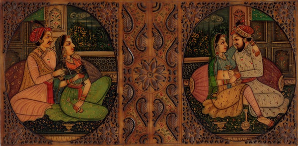 Indian Miniature Painting Handmade Antique Finish Mughal Emperor Portrait Art