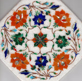 Marble Inlay Art Handmade 8″ Parchin Kari Floral Mosaic Home Decor Indian Art