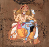 Narasimha Vishnu Avatar Hindu Deity Artwork Indian Religion Spiritual Painting