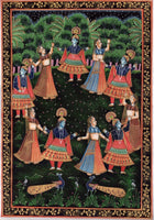 Krishna Radha Rasleela Art Handpainted Rajasthan Religious Hindu Folk Painting