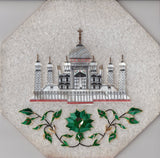 Parchin Kari Taj Mahal Marble Inlay Art Handmade 8″ Floral Pietra Dura Decor Art