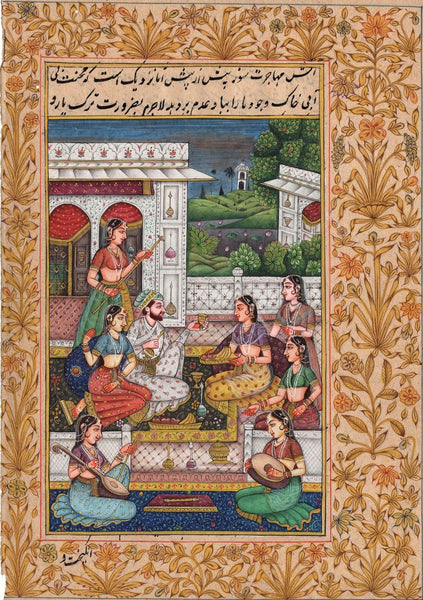 Mughal Miniature Painting Handmade Indian Classical Harem Watercolor Folk Art