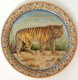 Indian Rajasthani Jaipur Marble Plate Art Handmade Bengal Tiger Motif Painting