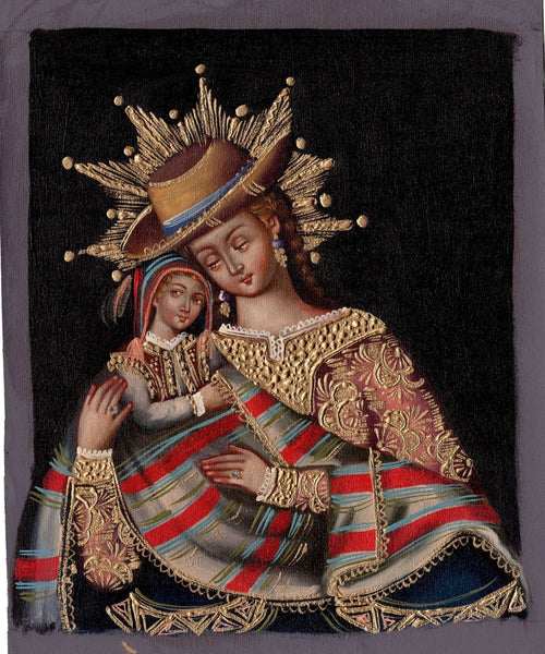 Peruvian Cuzco Art Handmade Andina Oil Canvas Peru Folk Decor Ethnic Painting
