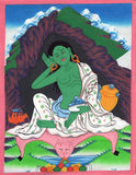 Milarepa Buddha Thangka Painting Indian Handmade Tibetan Yogi Saint Thanka Art