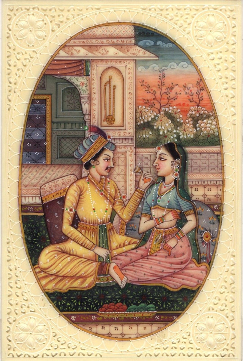 Indian Mogul Empire Miniature Painting Handmade Watercolor Mughal Hare ...