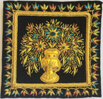 Indian Velvet Embroidery Handicraft Handmade Jaipur Floral Vase Decor Ethnic Art