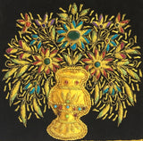 Indian Velvet Embroidery Handicraft Handmade Jaipur Floral Vase Decor Ethnic Art