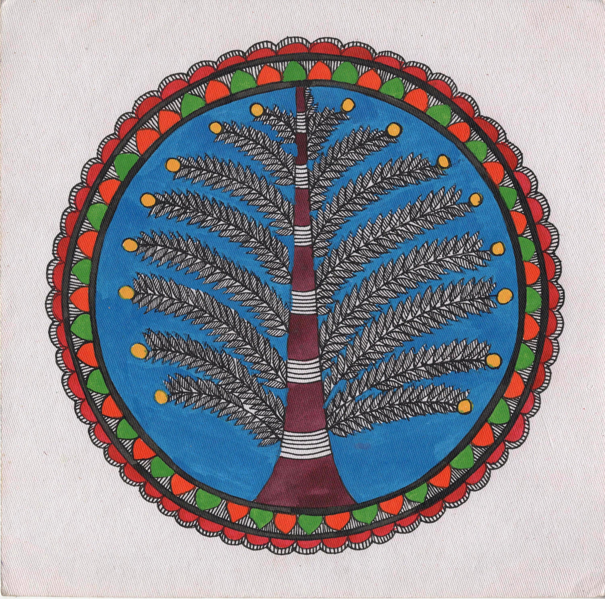 Madhubani Painting Indian Mithila Miniature Handmade Tree of Life Ethn ...