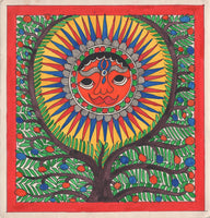 Surya Tree of Life Madhubani Art