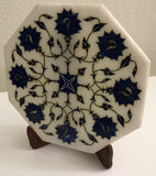 Marble Inlay Art Handmade 8″ Parchin Kari Floral Mosaic Home Decor Indian Art