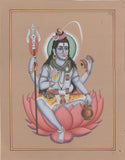 Shiva Lotus Spiritual Art Handmade Indian Religious Shiv Hindu Deity Painting