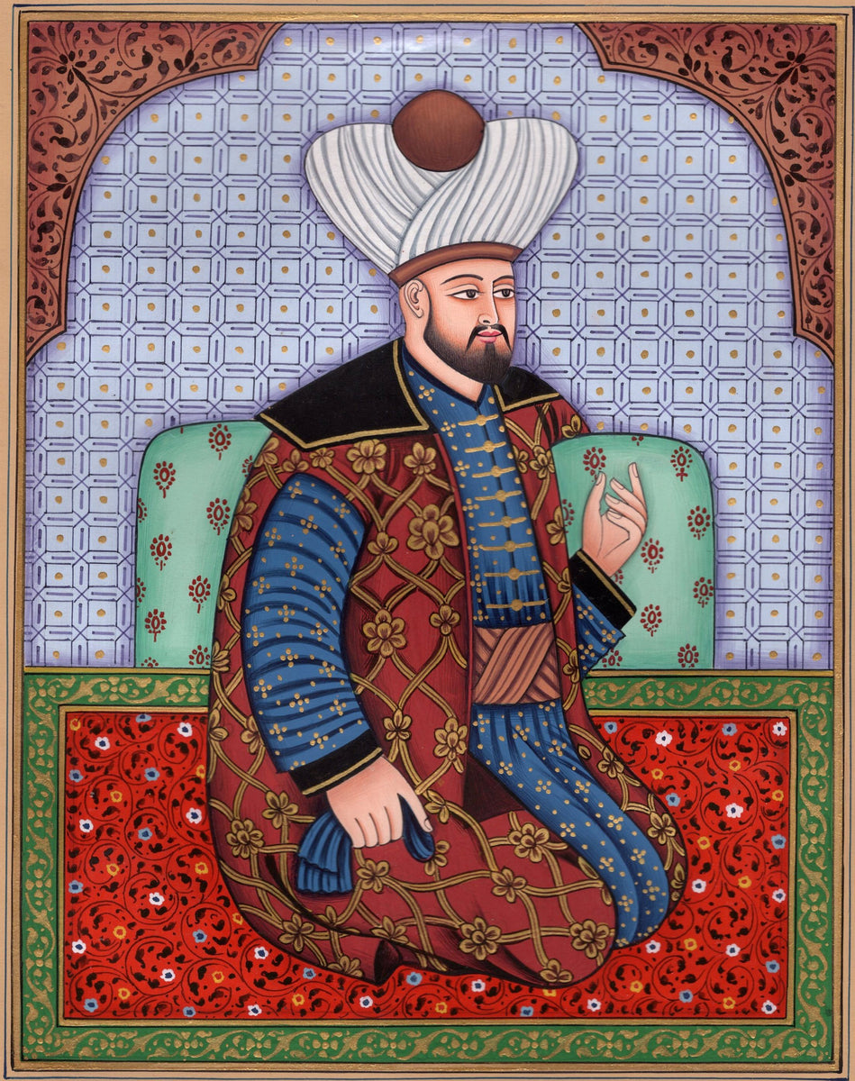 Persian Shah Portrait Art Handmade Watercolor Iran History Asian Paint ...