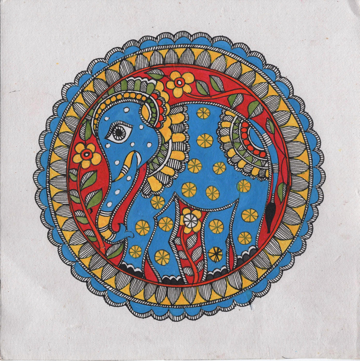 Madhubani Painting Indian Mithila Miniature Handmade Elephant Nature E ...