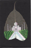Indian Rajasthani Taj Mahal Miniature Peepal Leaf Art Handmade Mughal Painting