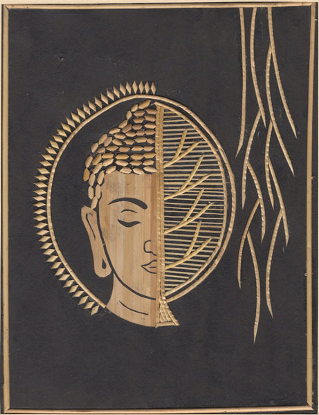 Buddha Half Chakra Banayan Leaf Face Art