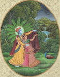 Krishna Radha Miniature Hindu Painting Handmade Indian Krishn Ethnic Selfie Art