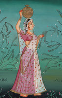 Ragamala Ragini Indian Miniature Painting Rajasthani Ethnic Handmade Folk Art