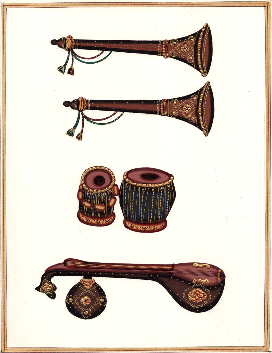 Rajasthani Musical Instrument Painting Handmade Indian Miniature Folk ...