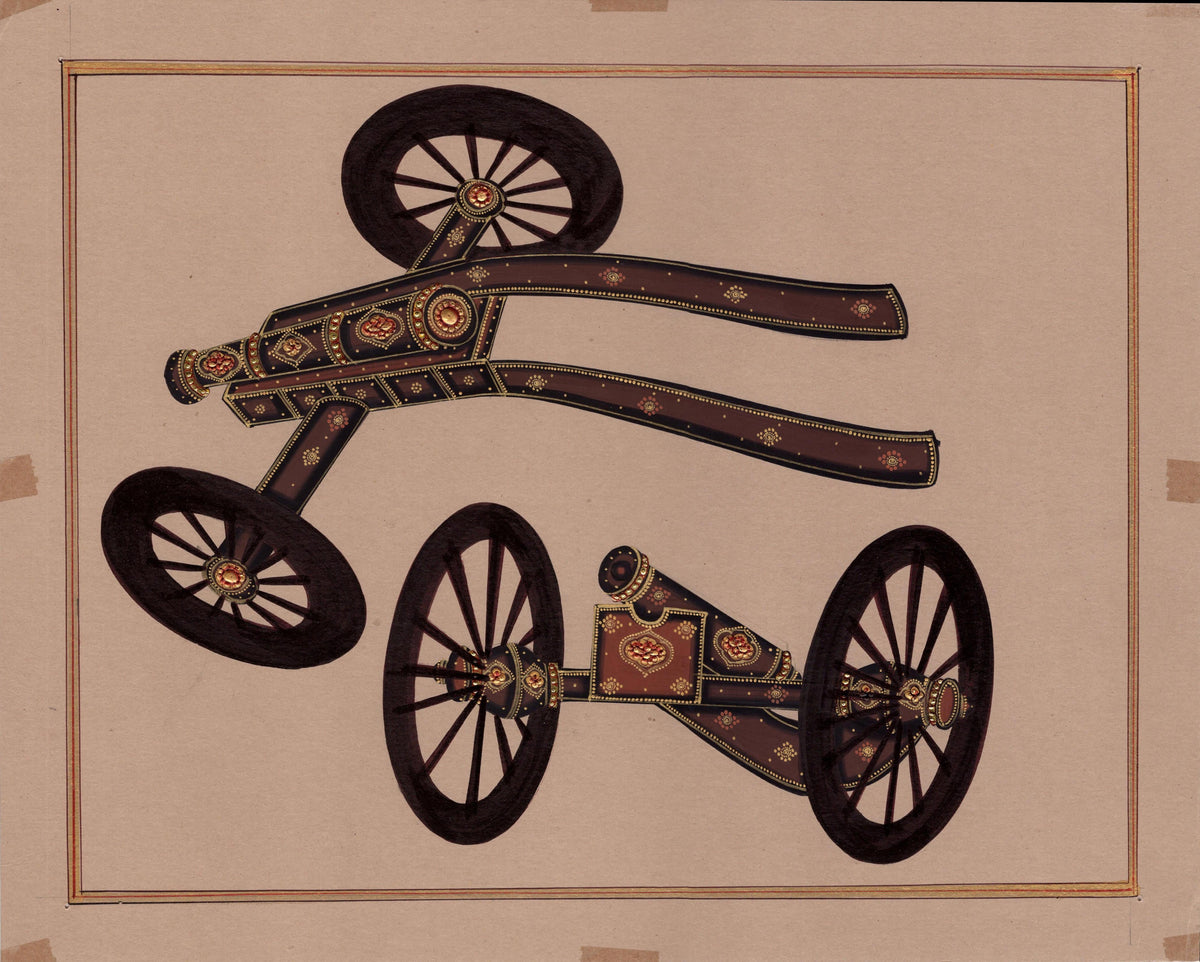 Rajasthani Indian Miniature Art Handmade Decorated Cannon Gun Weapon P ...