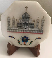 Parchin Kari Taj Mahal Marble Inlay Indian Art Handmade 4″ Floral Home Decor Art
