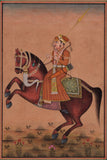 Mughal Dynasty Miniature Painting Stunning Royal Moghul Emperor Equestrian Art